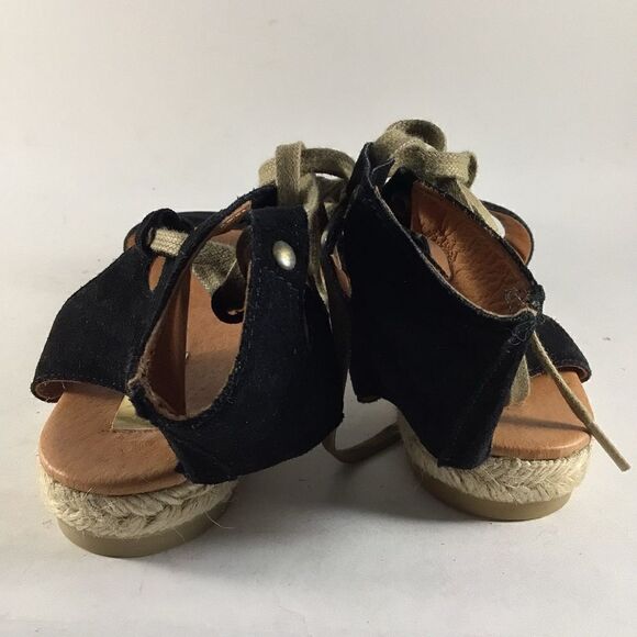 Anthropologie Maypol womens espadrille lace up sandals black size EU 37 US 7 - Picture 4 of 8